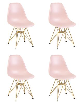Стул DOBRIN Набор 4 шт Стул обеденный DOBRIN DSR, ножки золотые, цвет светло-розовый (PK-02) арт. LMZL-PP638A-N_M_P-PK-02