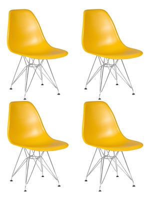Стул DOBRIN Набор 4 шт Стул обеденный DOBRIN DSR, ножки хром, цвет горчичный (Y-03) арт. LMZL-PP638A-N_CH-M_P-Y-03