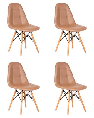 Стул DOBRIN Набор 4 шт Стул обеденный DOBRIN BENNET, ножки светлый бук, коричневый арт. LMZL-301-N_LB-MTR_EL-brown