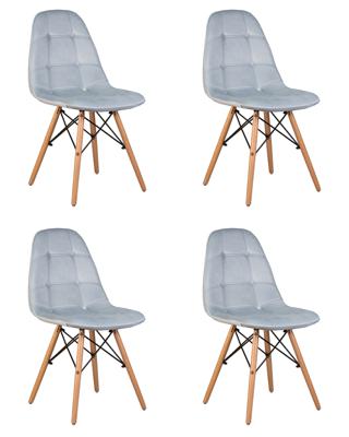 Стул DOBRIN Набор 4 шт Стул обеденный DOBRIN BENNET, ножки светлый бук, пудрово-голубой велюр (HLR-15) арт. LMZL-301-N_LB-MTR_V-HLR-15