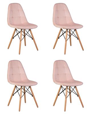 Стул DOBRIN Набор 4 шт Стул обеденный DOBRIN BENNET, ножки светлый бук, пудрово-розовый велюр (HLR-39) арт. LMZL-301-N_LB-MTR_V-HLR-39