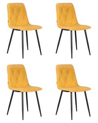 Стул DOBRIN Набор 4 шт Стул обеденный DOBRIN CHILLY ROMBO, Горчичный Simple 15, основание черное арт. A006-N_B-M_V-Simple-15