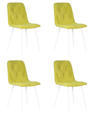 Стул DOBRIN Набор 4 шт Стул обеденный DOBRIN CHILLY ROMBO, Лайм Simple 14, основание белый арт. A006-N_W-M_V-Simple-14