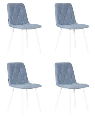 Стул DOBRIN Набор 4 шт Стул обеденный DOBRIN CHILLY ROMBO, Серо-голубой Simple 26, основание белый арт. A006-N_W-M_V-Simple-26