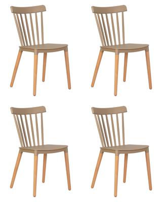 Стул DOBRIN Набор 4 шт Стул обеденный DOBRIN THEO, ножки светлый бук, цвет бежевый (GR-03) арт. LMZL-PP687-N_LB-TR_P-GR-03