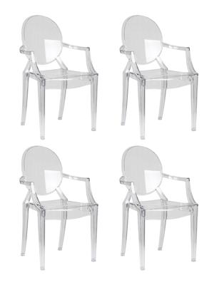 Стул DOBRIN Набор 4 шт Стул обеденный DOBRIN LOUIS GHOST, цвет прозрачный арт. LMZL-РС801-N_P-clean