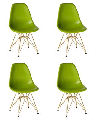 Стул DOBRIN Набор 4 шт Стул обеденный DOBRIN DSR, ножки золотые, цвет салатовый (G-08) арт. LMZL-PP638A-N_G-M_P-G-08
