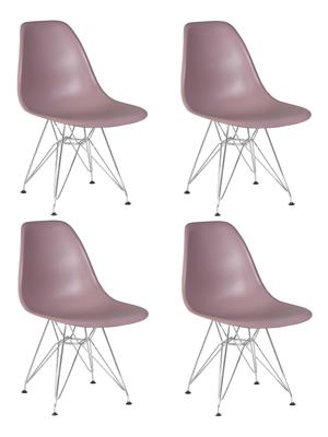 Стул DOBRIN Набор 4 шт Стул обеденный DOBRIN DSR, ножки хром, цвет сиреневый (P-04) арт. LMZL-PP638A-N_CH-M_P-P-04