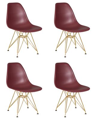 Стул DOBRIN Набор 4 шт Стул обеденный DOBRIN DSR, ножки золотые, цвет сливовый (R-13) арт. LMZL-PP638A-N_M_P-R-13