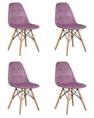 Стул DOBRIN Набор 4 шт Стул обеденный DOBRIN BENNET, ножки светлый бук, пудрово-сиреневый велюр (HLR-27) арт. LMZL-301-N_LB-MTR_V-HLR-27