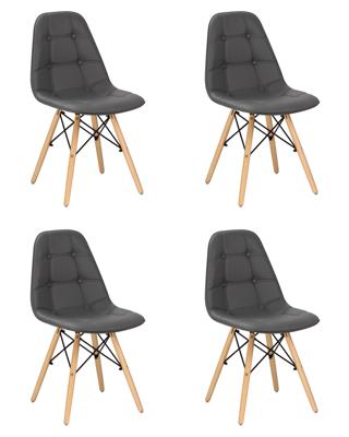 Стул DOBRIN Набор 4 шт Стул обеденный DOBRIN BENNET, ножки светлый бук, серый арт. LMZL-301-N_LB-MTR_EL-grey