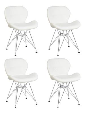 Стул DOBRIN Набор 4 шт Стул обеденный DOBRIN BUTTERFLY CHROME, ножки хром, цвет белый арт. LMZL-302A-N_CH-M_EL-white