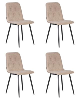 Стул DOBRIN Набор 4 шт Стул обеденный DOBRIN CHILLY ROMBO, Капучино Simple 05, основание черное арт. A006-N_B-M_V-Simple-05