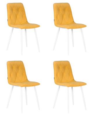Стул DOBRIN Набор 4 шт Стул обеденный DOBRIN CHILLY ROMBO, Горчичный Simple 15, основание белый арт. A006-N_W-M_V-Simple-15
