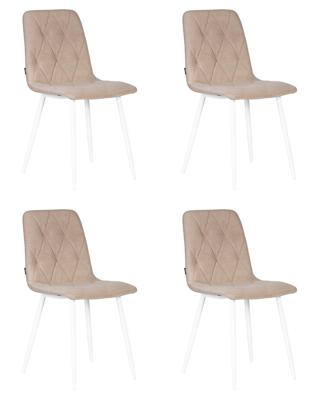 Стул DOBRIN Набор 4 шт Стул обеденный DOBRIN CHILLY ROMBO, Капучино Simple 05, основание белый арт. A006-N_W-M_V-Simple-05