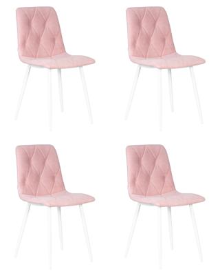 Стул DOBRIN Набор 4 шт Стул обеденный DOBRIN CHILLY ROMBO, Розовый Simple 03, основание белый арт. A006-N_W-M_V-Simple-03