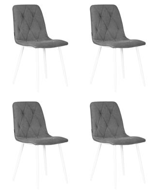 Стул DOBRIN Набор 4 шт Стул обеденный DOBRIN CHILLY ROMBO, Серый Simple 33, основание белый арт. A006-N_W-M_V-Simple-33