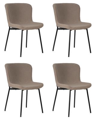 Стул DOBRIN Набор 4 шт Стул обеденный DOBRIN MILO, черные ножки, бежевый букле (UF992-04) арт. LML-7404-N_B-M_TT-UF992-04