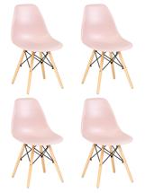 Стул DOBRIN Набор 4 шт Стул обеденный DOBRIN DSW, ножки светлый бук, цвет светло-розовый (PK-02) арт. LMZL-PP638-N_LB-MTR_P-PK-02