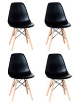 Стул DOBRIN Набор 4 шт Стул обеденный DOBRIN DSW, ножки светлый бук, цвет чёрный (B-03) арт. LMZL-PP638-N_LB-MTR_P-B-03