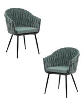 Стул DOBRIN Набор 2 шт Стул обеденный DOBRIN MATILDA, зеленая ткань (LAR 275-23) арт. LM-9691-N_B-M_TT-LAR-275-23