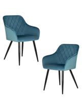 Стул DOBRIN Набор 2 шт Стул обеденный DOBRIN ROBERT, черные матовые ножки, велюр V108-108 Морская волна арт. LML-8266-N_B-M_V-V108-108
