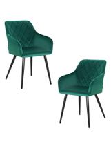 Стул DOBRIN Набор 2 шт Стул обеденный DOBRIN ROBERT, черные матовые ножки, велюр V108-64 Зелёный арт. LML-8266-N_B-M_V-V108-64