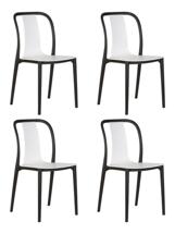 Стул DOBRIN Набор 4 шт Стул обеденный DOBRIN ADAM, черный/белый арт. LMZL-PP669-N_B-_P-W-02