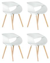 Стул DOBRIN Набор 4 шт Стул обеденный DOBRIN ALIEN, ножки светлый бук, цвет белый (W-02) арт. LMZL-PP682-N_LB-TR_P-W-02