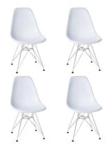 Стул DOBRIN Набор 4 шт Стул обеденный DOBRIN DSR, ножки хром, цвет белый (W-02) арт. LMZL-PP638A-N_CH-M_P-W-02