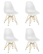 Стул DOBRIN Набор 4 шт Стул обеденный DOBRIN DSR, ножки золотые, цвет белый (W-02) арт. LMZL-PP638A-N_M_P-W-02