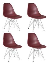 Стул DOBRIN Набор 4 шт Стул обеденный DOBRIN DSR, ножки хром, цвет сливовый (R-13) арт. LMZL-PP638A-N_CH-M_P-R-13