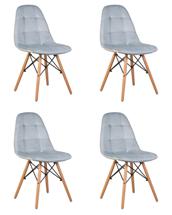 Стул DOBRIN Набор 4 шт Стул обеденный DOBRIN BENNET, ножки светлый бук, пудрово-голубой велюр (HLR-15) арт. LMZL-301-N_LB-MTR_V-HLR-15