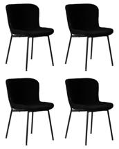 Стул DOBRIN Набор 4 шт Стул обеденный DOBRIN MILO, черные ножки, черный букле (UF992-12) арт. LML-7404-N_B-M_TT-UF992-12