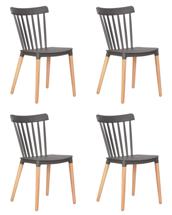 Стул DOBRIN Набор 4 шт Стул обеденный DOBRIN THEO, ножки светлый бук, цвет темно-серый (GR-04) арт. LMZL-PP687-N_LB-TR_P-GR-04