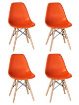Стул DOBRIN Набор 4 шт Стул обеденный DOBRIN DSW, ножки светлый бук, цвет оранжевый (O-02) арт. LMZL-PP638-N_LB-MTR_P-O-02