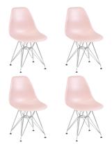 Стул DOBRIN Набор 4 шт Стул обеденный DOBRIN DSR, ножки хром, цвет светло-розовый (PK-02) арт. LMZL-PP638A-N_CH-M_P-PK-02