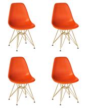 Стул DOBRIN Набор 4 шт Стул обеденный DOBRIN DSR, ножки золотые, цвет оранжевый (O-02) арт. LMZL-PP638A-N_G-M_P-O-02