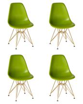 Стул DOBRIN Набор 4 шт Стул обеденный DOBRIN DSR, ножки золотые, цвет салатовый (G-08) арт. LMZL-PP638A-N_G-M_P-G-08