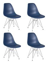 Стул DOBRIN Набор 4 шт Стул обеденный DOBRIN DSR, ножки хром, цвет тёмно-синий (BE-12) арт. LMZL-PP638A-N_CH-M_P-BE-12