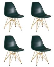 Стул DOBRIN Набор 4 шт Стул обеденный DOBRIN DSR, ножки золотые, цвет тёмно-зеленый (G-13) арт. LMZL-PP638A-N_M_P-G-13