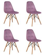 Стул DOBRIN Набор 4 шт Стул обеденный DOBRIN BENNET, ножки светлый бук, пудрово-сиреневый велюр (HLR-27) арт. LMZL-301-N_LB-MTR_V-HLR-27