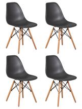 Стул DOBRIN Набор 4 шт Стул обеденный DOBRIN DSW, ножки светлый бук, цвет тёмно-серый (GR-04) арт. LMZL-PP638-N_LB-MTR_P-GR-04