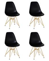 Стул DOBRIN Набор 4 шт Стул обеденный DOBRIN DSR, ножки золотые, цвет чёрный (B-03) арт. LMZL-PP638A-N_M_P-B-03