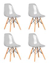 Стул DOBRIN Набор 4 шт Стул обеденный DOBRIN DSW CASPER, ножки светлый бук, цвет прозрачный арт. LMZL-PC818-N_LB-MTR_P-clean