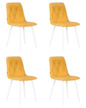 Стул DOBRIN Набор 4 шт Стул обеденный DOBRIN CHILLY ROMBO, Горчичный Simple 15, основание белый арт. A006-N_W-M_V-Simple-15
