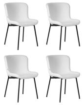 Стул DOBRIN Набор 4 шт Стул обеденный DOBRIN MILO, черные ножки, белый букле (UF992-01) арт. LML-7404-N_B-M_TT-UF992-01