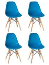 Стул DOBRIN Набор 4 шт Стул обеденный DOBRIN DSW, ножки светлый бук, цвет голубой (BE-02) арт. LMZL-PP638-N_LB-MTR_P-BE-02