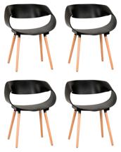 Стул DOBRIN Набор 4 шт Стул обеденный DOBRIN ALIEN, ножки светлый бук, цвет чёрный (B-03) арт. LMZL-PP682-N_LB-TR_P-B-03