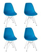 Стул DOBRIN Набор 4 шт Стул обеденный DOBRIN DSR, ножки хром, цвет голубой (BE-02) арт. LMZL-PP638A-N_M_P-BE-02